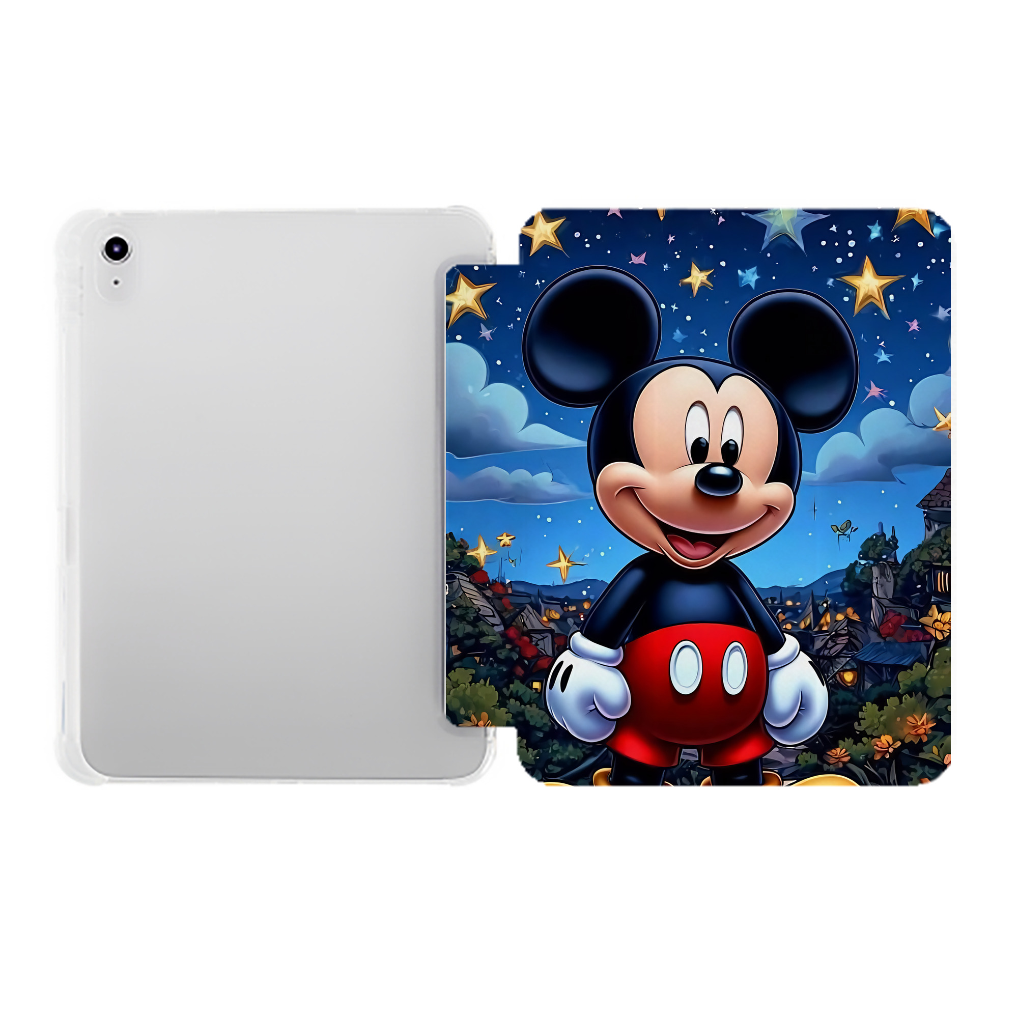 （画像用） ミッキーマウス Mickey Mouse IPad ケース ペン収納付き 三つ折りスタンド PUレザー×シリコン 対応機種9.5/10.5/10.9インチ